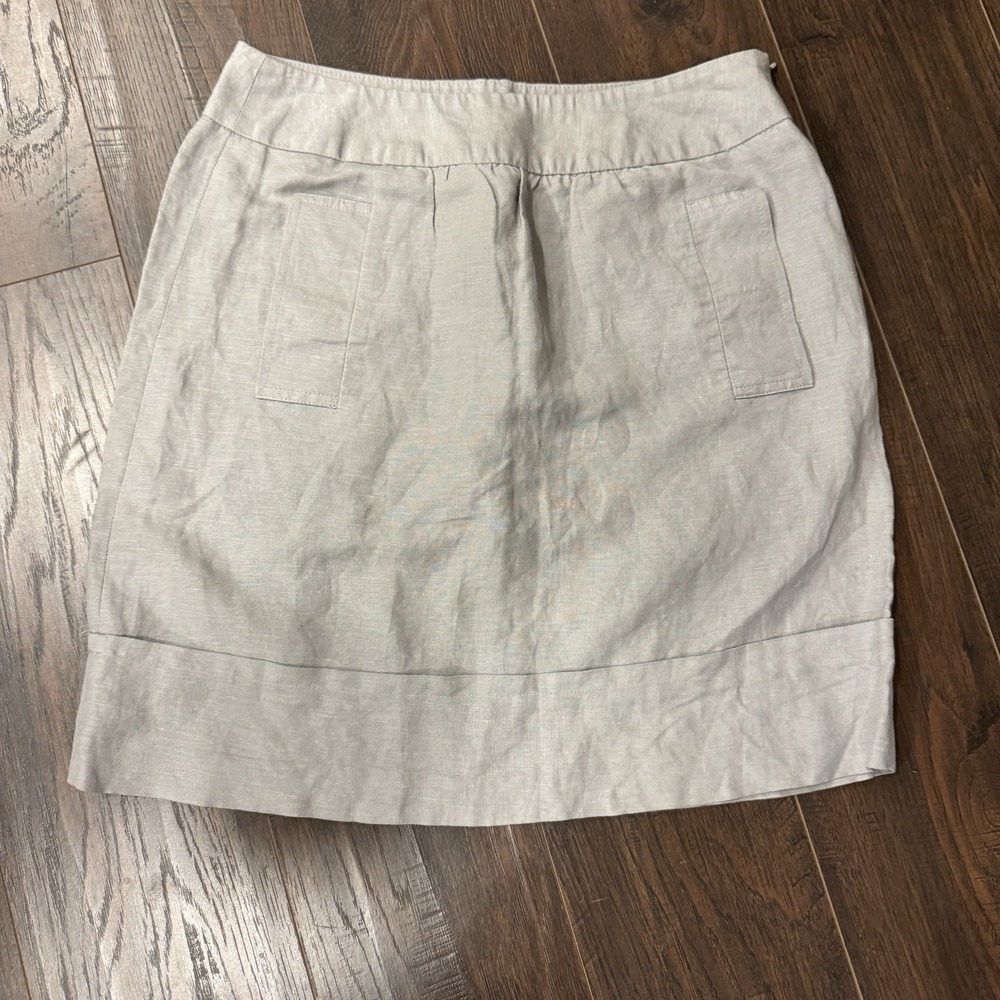 Larry‎ Levine Women's Gray Linen Blend Mini Skirt Size 4 Casual Career Short